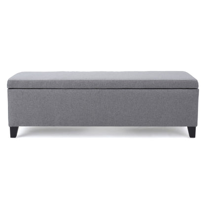 Contemporary Storage Ottoman Bench With Polyester Upholstery Noble House