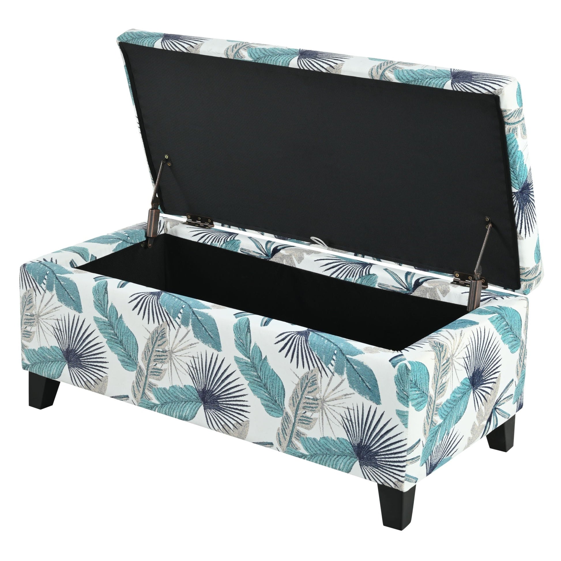 Charming Floral Storage Ottoman With Upholstered Fabric Noble House