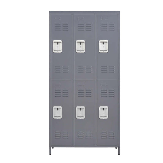 6 Door Lockers With Lock For Employees, Storage Cabinet For Home, Gym, Office, School, Garage - Gray Home Essentials