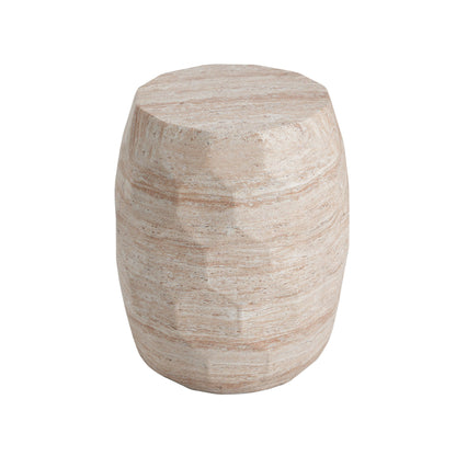 Travertine Lightweight Concrete Side Table For Indoor / Outdoor Use - Beige Noble House
