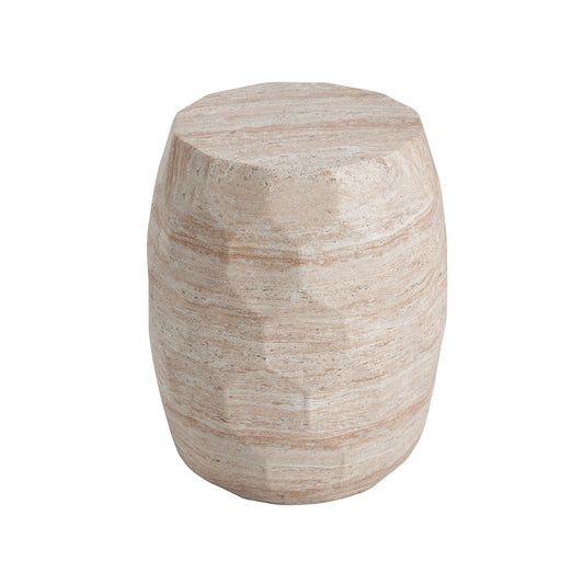 Travertine Lightweight Concrete Side Table For Indoor / Outdoor Use - Beige Noble House