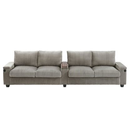Modern 4 Seater Corduroy Sofa Couch With USB Ports And Hidden Storage Hearth and Haven