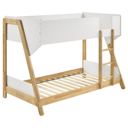 Wyatt - Wood Twin Over Twin Bunk Bed - White And Natural Coaster Fine Furniture