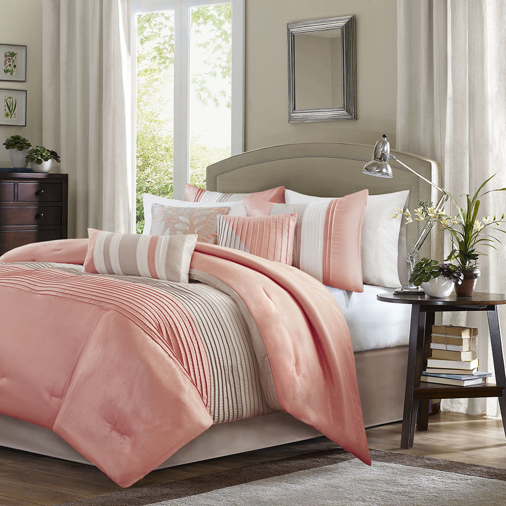 Amherst - California King Comforter (Set of 7) - Coral