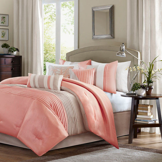 Amherst - California King Comforter (Set of 7) - Coral