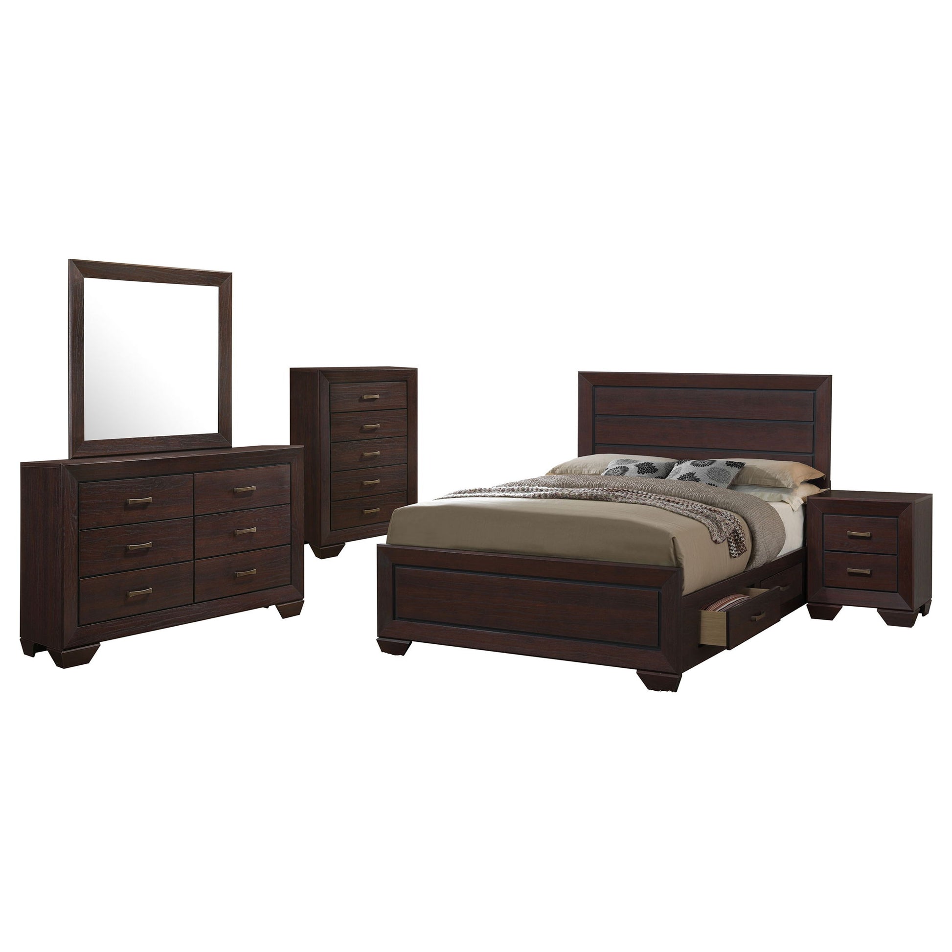 Oatfield - 5 Piece Eastern King Bedroom Storage Set - Brown Furniture Max