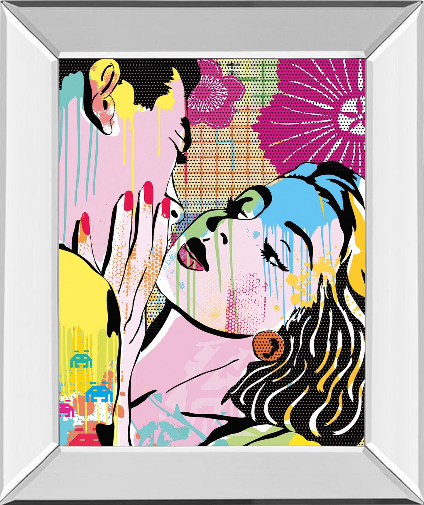 Midnight Kiss By Tom Frazier - Mirror Framed Print Wall Art - Pink