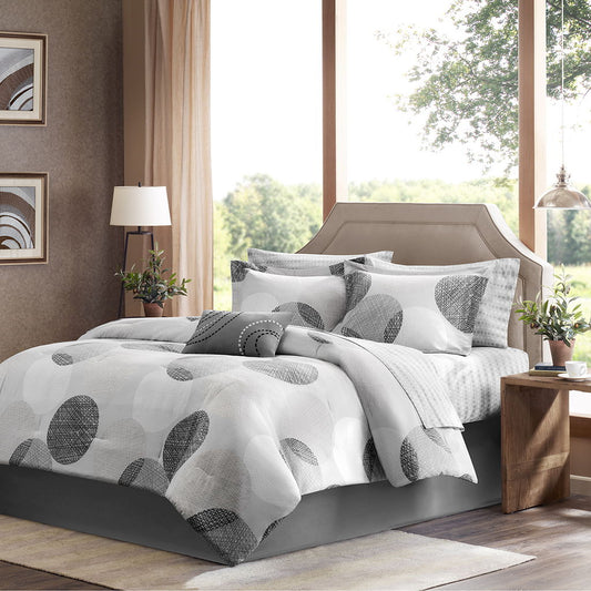 Knowles - Queen Complete Comforter And Sheet Set - Gray Madison Park Essentials