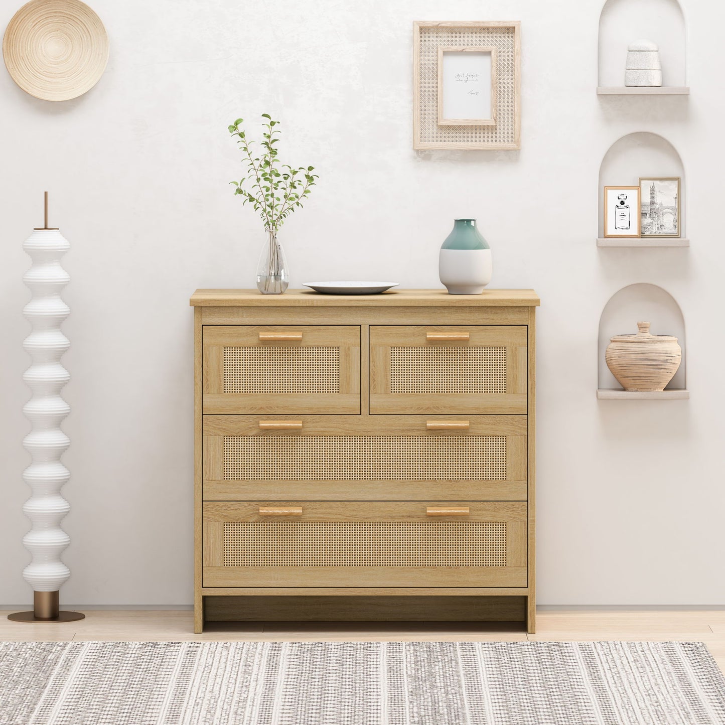 Cabinet With 4 Drawers For Bedroom - Natural Home Essentials