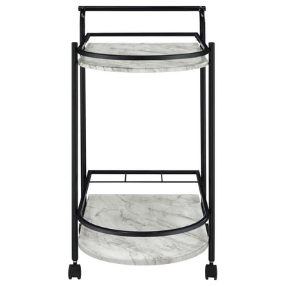 Desiree - 2-Tier Faux Marble Shelf Metal Bar Cart CoasterEveryday