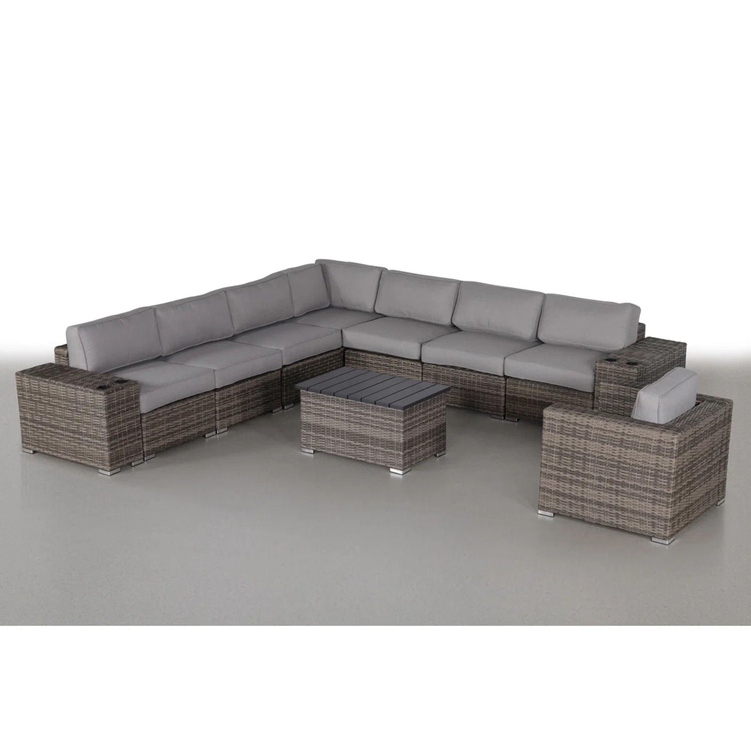 Modern Patio Rattan Sectional Set With Cushions LSI Patio Furniture