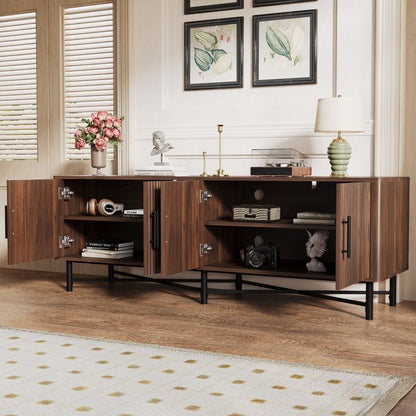 4 Door TV Cabinet, 2 Storage Spaces, Adjustable Shelves Noble House