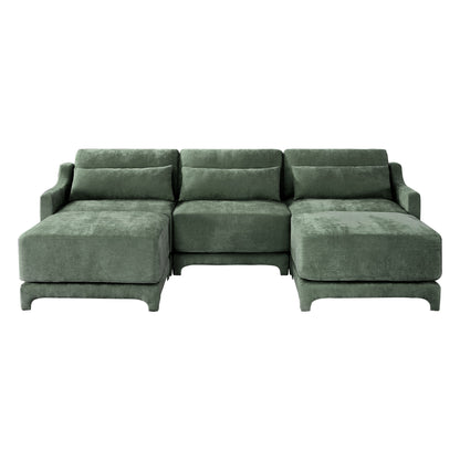 Stylish Sofa With Ottoman And Lumbar Pillows, Ergonomic Design Home Essentials