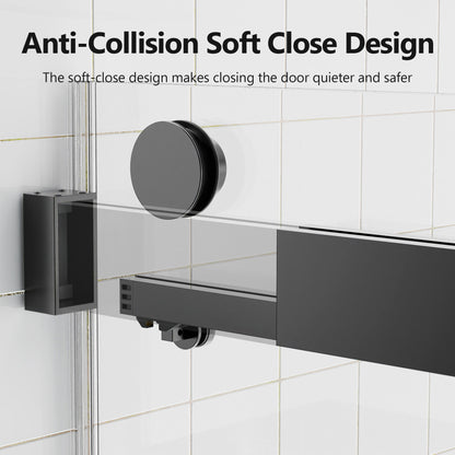 Frameless Double Sliding Soft-Close Shower Door, 3 / 8" (10Mm) Thick SGCC Tempered Glass Door, Matte Daily Nest