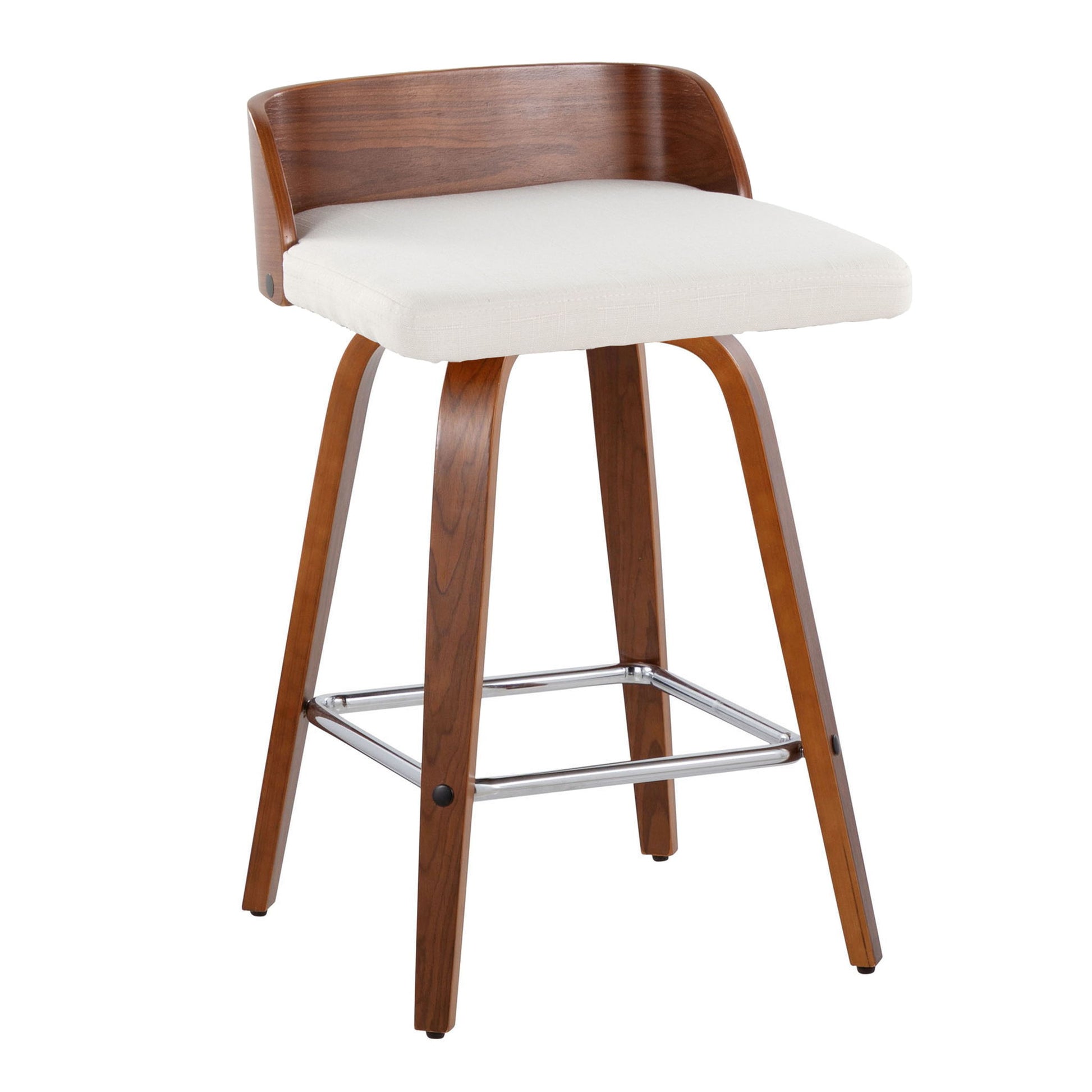 Maya - Mid Century Modern Fixed Height Counter Stool & Swivel With Square Footrest (Set of 2) Lumi Source