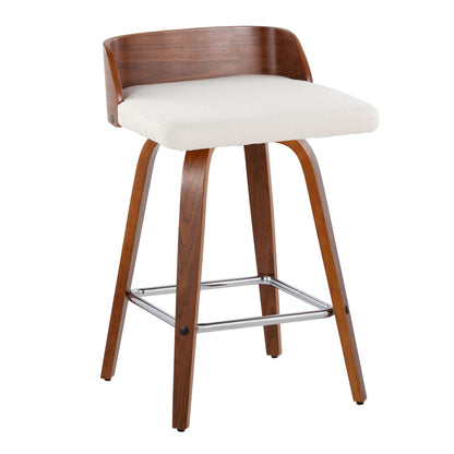 Maya - Mid Century Modern Fixed Height Counter Stool & Swivel With Square Footrest (Set of 2) Lumi Source