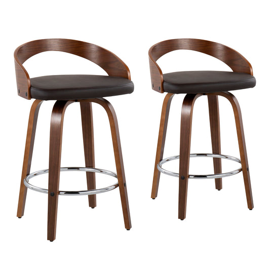 Grotto - Mid-Century Modern, Counter Stool With Swivel (Set of 2) Lumi Source
