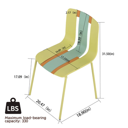 4 Piece Set Of Modern Striped Color- Blocking Single Chairs With Long Table Home Essentials