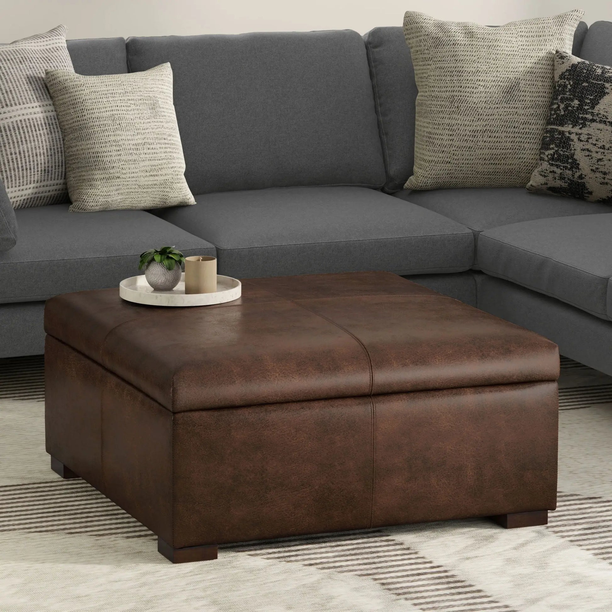 Gabbie - Coffee Table Upholstered Storage Ottoman Simpli-Home
