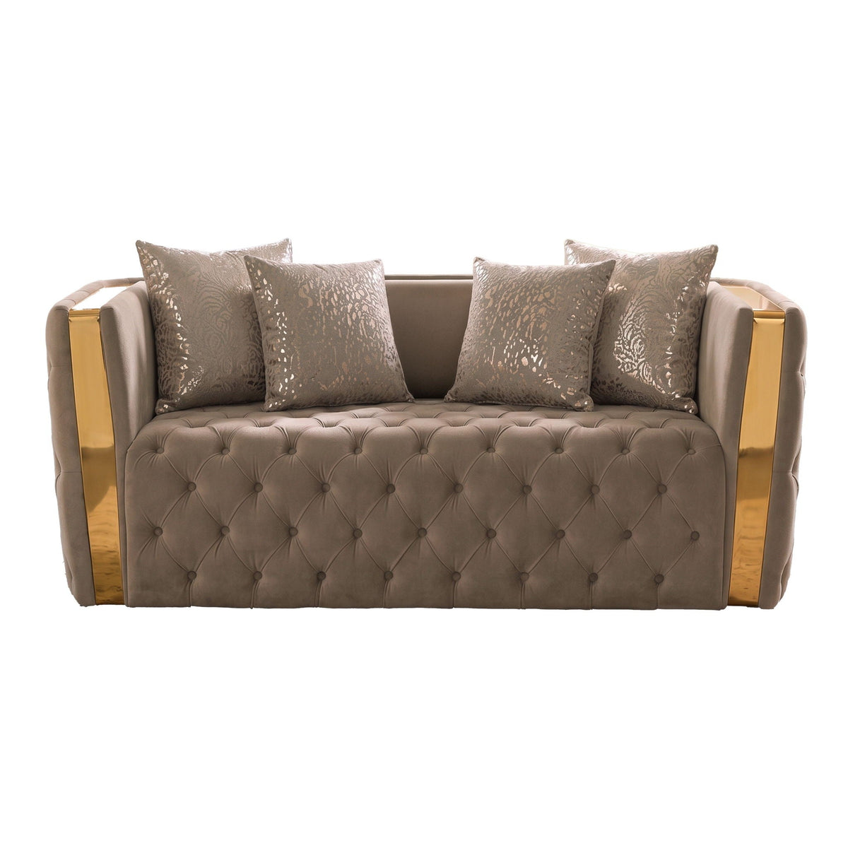 Naomi - Button Tufted Loveseat - Taupe Matrix Furniture Group