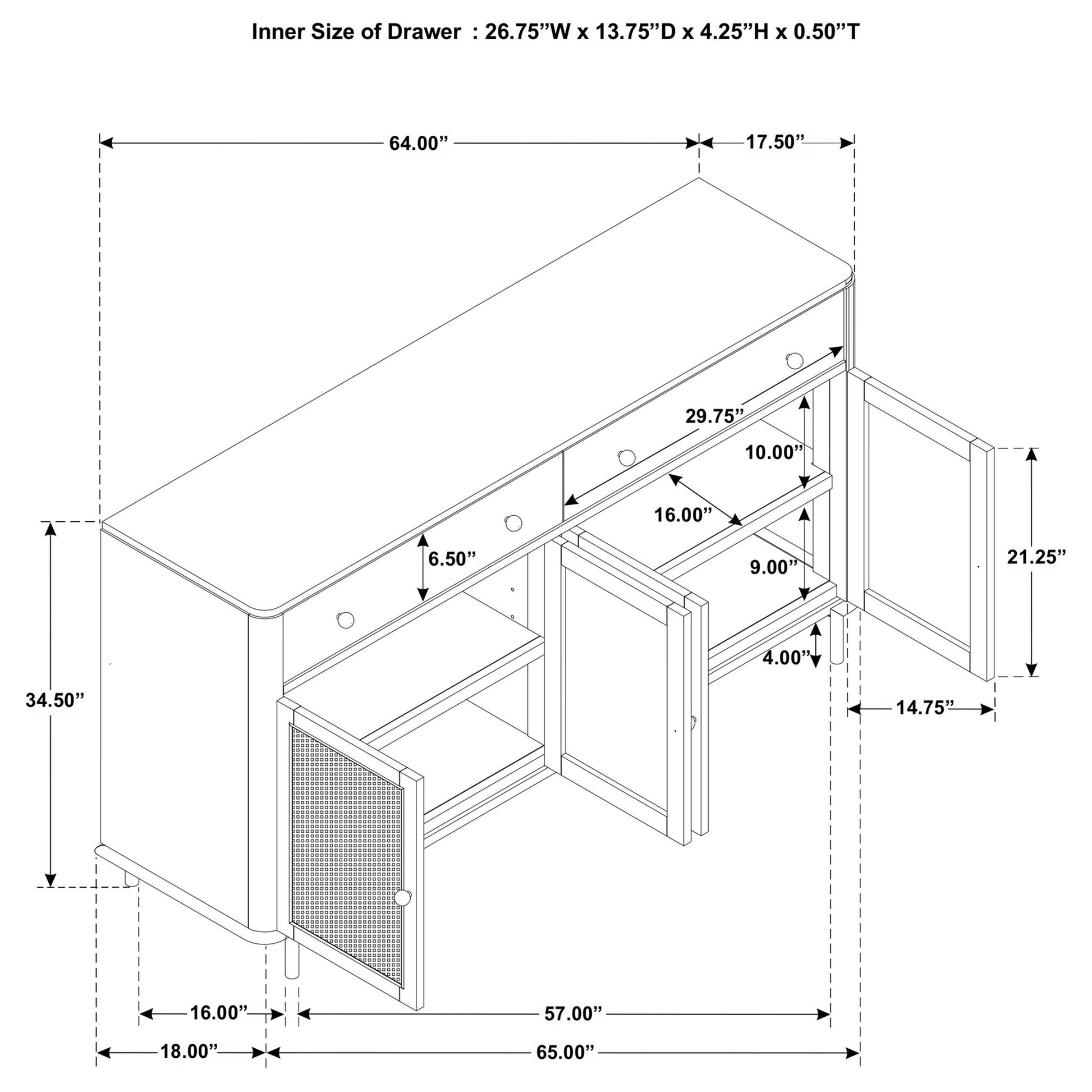Benson - 2 Drawer Sideboard - Sand Furniture Max