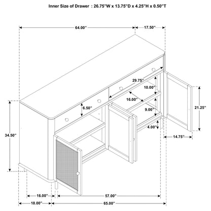 Benson - 2 Drawer Sideboard - Sand Furniture Max