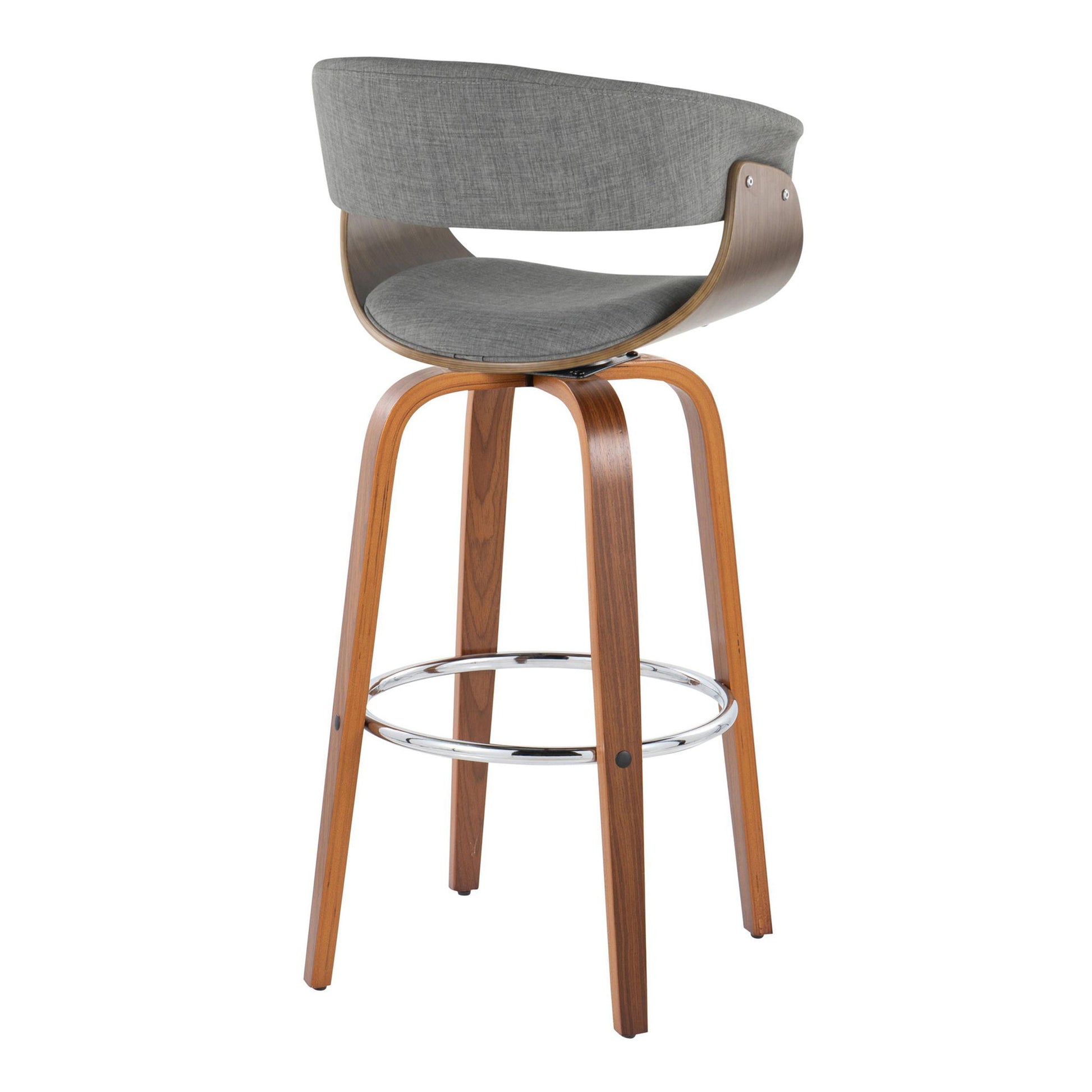 Vintage Mod - Mid Century Modern Fixed Height Barstool With Swivel With Round Footrest (Set of 2) Lumi Source