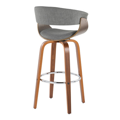 Vintage Mod - Mid Century Modern Fixed Height Barstool With Swivel With Round Footrest (Set of 2) Lumi Source