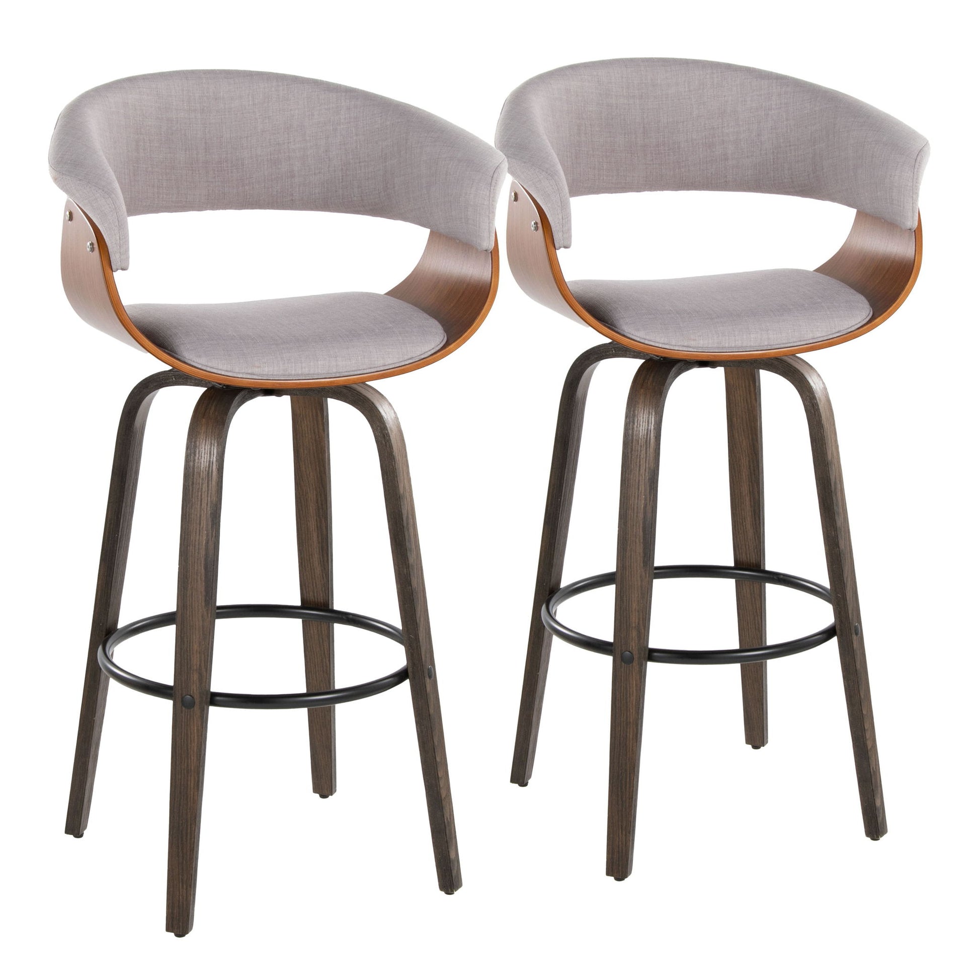 Vintage Mod - Mid Century Modern Fixed Height Barstool With Swivel & Round Footrest (Set of 2) Lumi Source