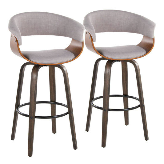 Vintage Mod - Mid Century Modern Fixed Height Barstool With Swivel & Round Footrest (Set of 2) Lumi Source