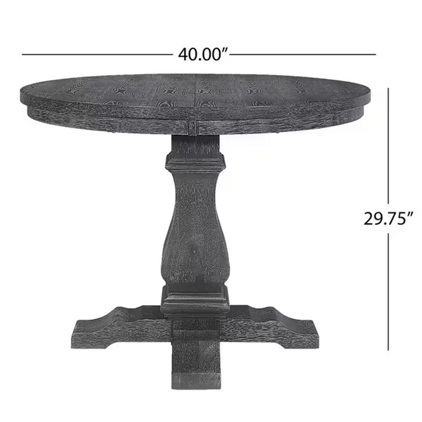 Rustic Extendable Dining Table With Pedestal Base - Gray Noble House