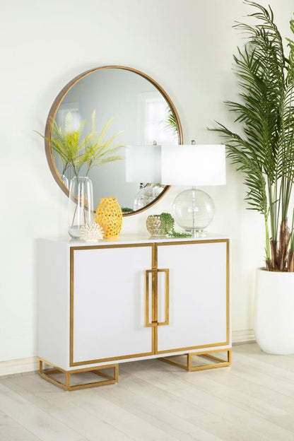 Elsa - 2 Door Wood Storage Accent Cabinet - White And Gold CoasterEssence