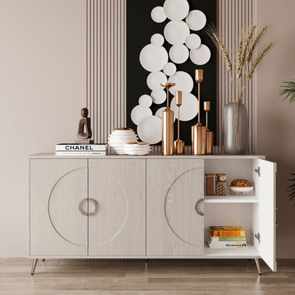 Modern Lacquered 4 Door Wooden Cabinet Sideboard Buffet Server Cabinet Storage Cabinet, For Living Room, Entryway, Hallway, Office, Kitchen And Dining Room Home Essentials