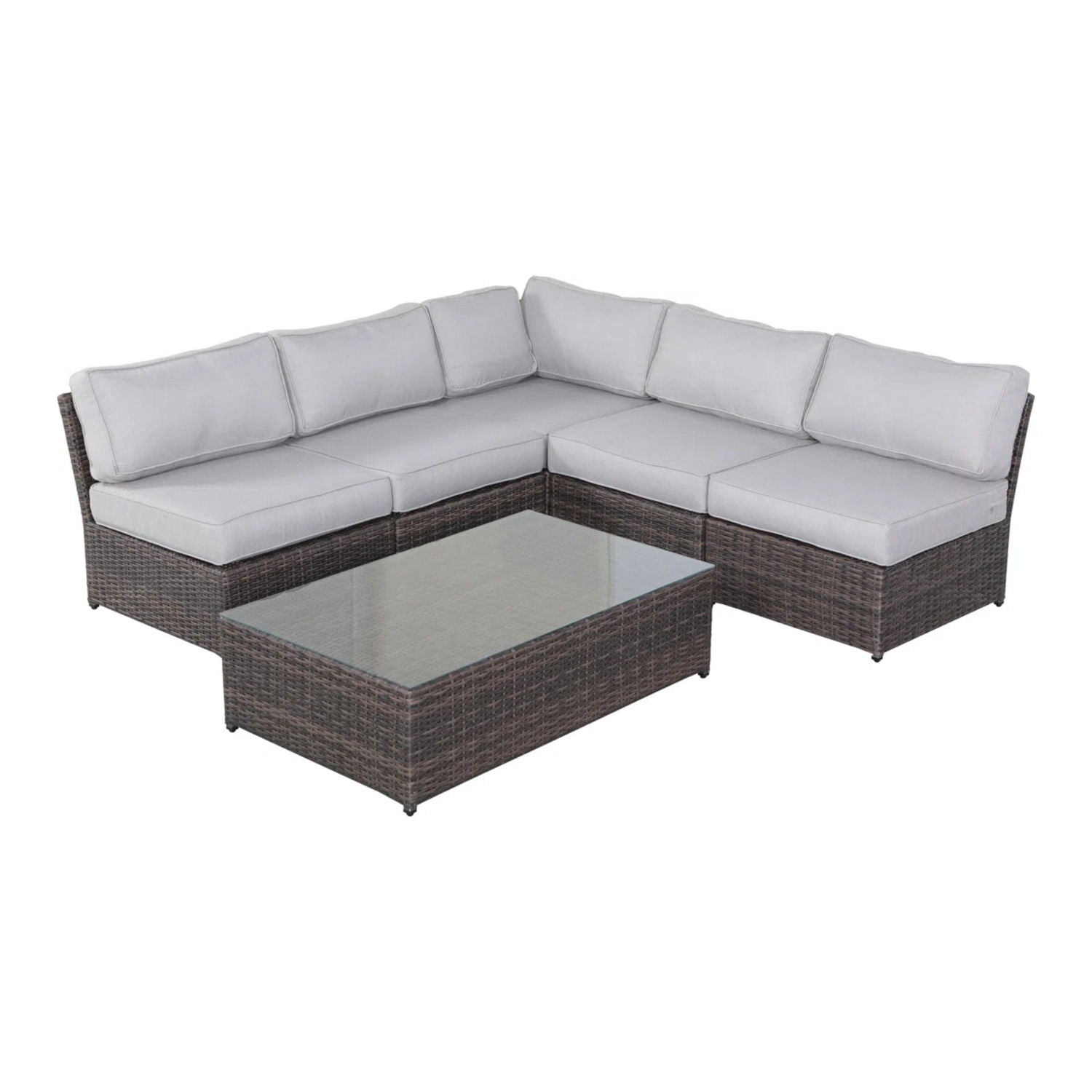 Comfortable Modern Patio Rattan Sectional Set With Cushions LSI Patio Furniture