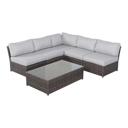 Comfortable Modern Patio Rattan Sectional Set With Cushions LSI Patio Furniture