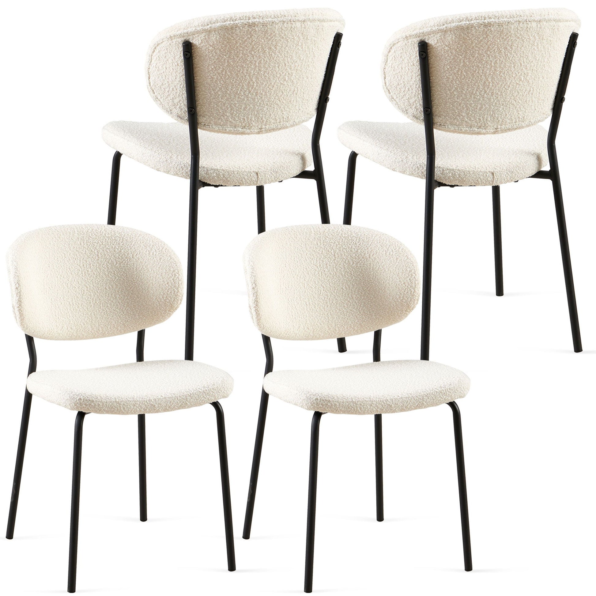 Boucle Dining Chairs, Dining Chairs With Metal Legs For Dining Room, Kitchen, Living Room Home Essentials
