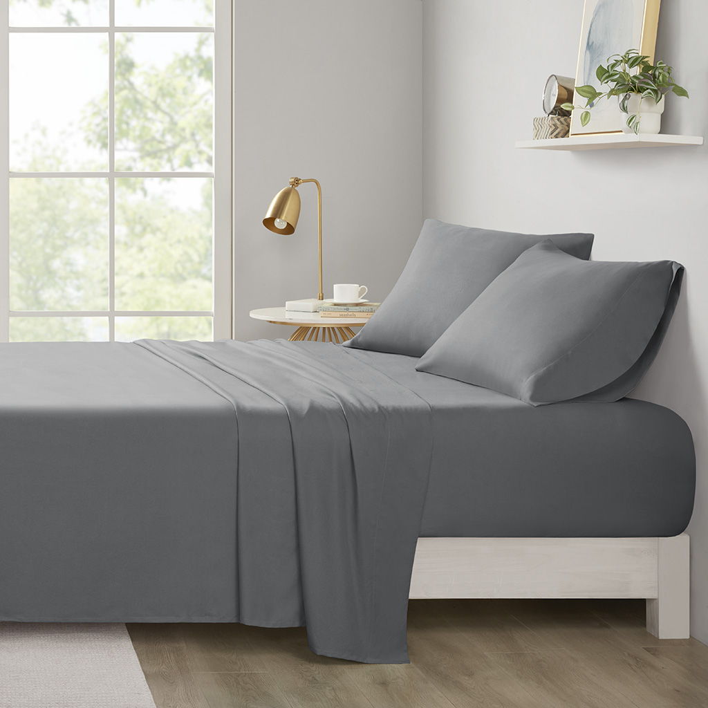 King All Season Wrinkle Free Sheet Set - Charcoal Intelligent Design
