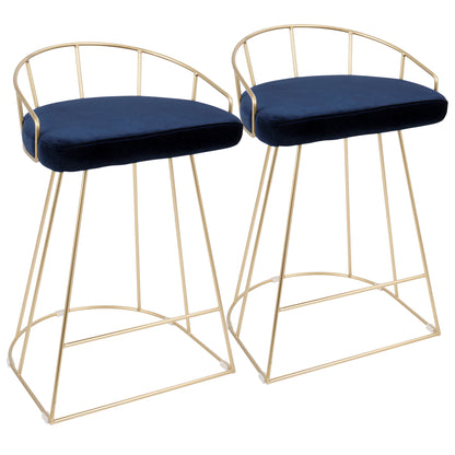 Canary - Contemporary / Glam Counter Stool (Set of 2) - Gold / Blue Lumi Source