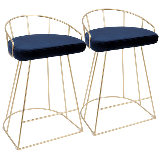 Canary - Contemporary / Glam Counter Stool (Set of 2) - Gold / Blue Lumi Source