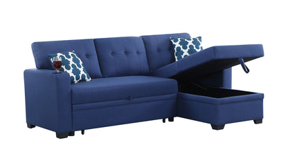 82" Width Sectional With Storage Chaise And Cupholder Armrest