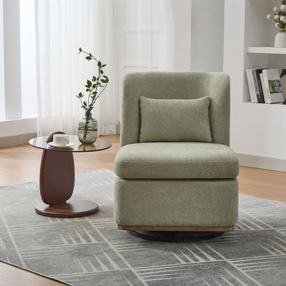 Wide Modern Chenille Cushioned Armless Metal Base 360° Swivel Chair With Pillow Home Essentials