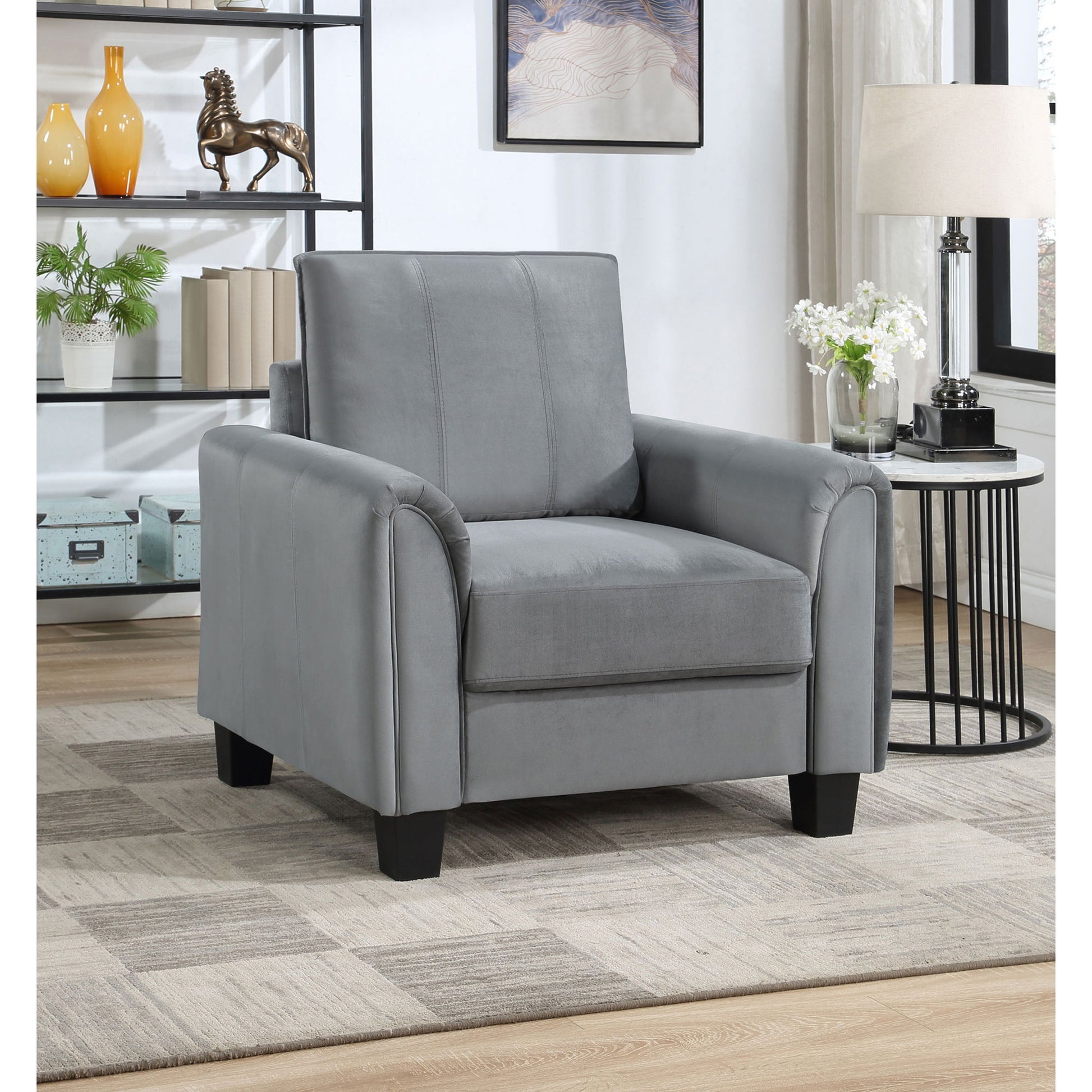 Dixon - Upholstered Rolled Arm Accent Chair - Gray Furniture Max