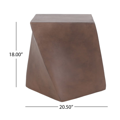 Outdoor Lightweight Concrete Side Table - Brown Noble House