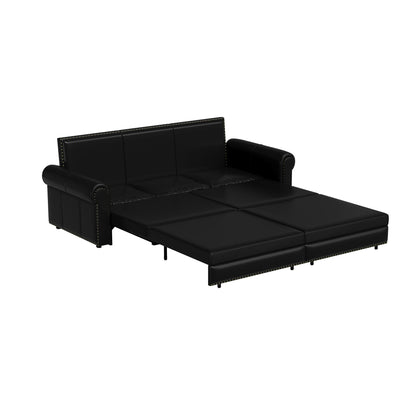3 In 1 Convertible Sleeper Sofa With Nailhead Trim & Rolled Arm Home Essentials