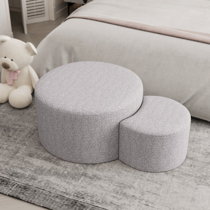 Upholstered Nesting Coffee Tables, Side Table, Footrest, Ottoman & Seat For Living Room Bedroom Entryway Office (Set of 2) - Beige Home Essentials