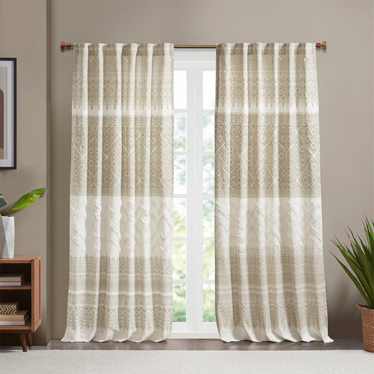 Mila - Printed Window Panel With Detail And Lining - Taupe