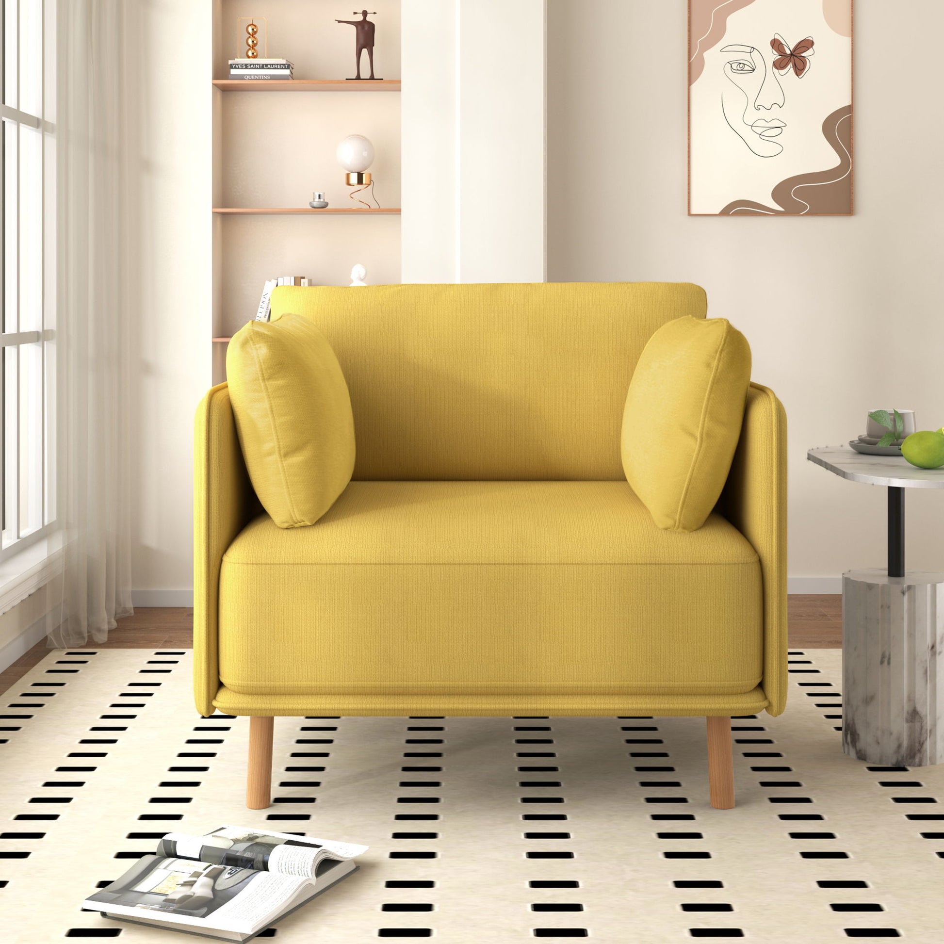 Modern Upholstered Accent Chair With Soft Cushions, Sleek Armrest Design Noble House
