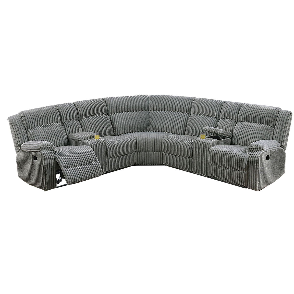 Power Motion Sectional LAF / RAF Loveseat With Console Cup Holders Home Essentials