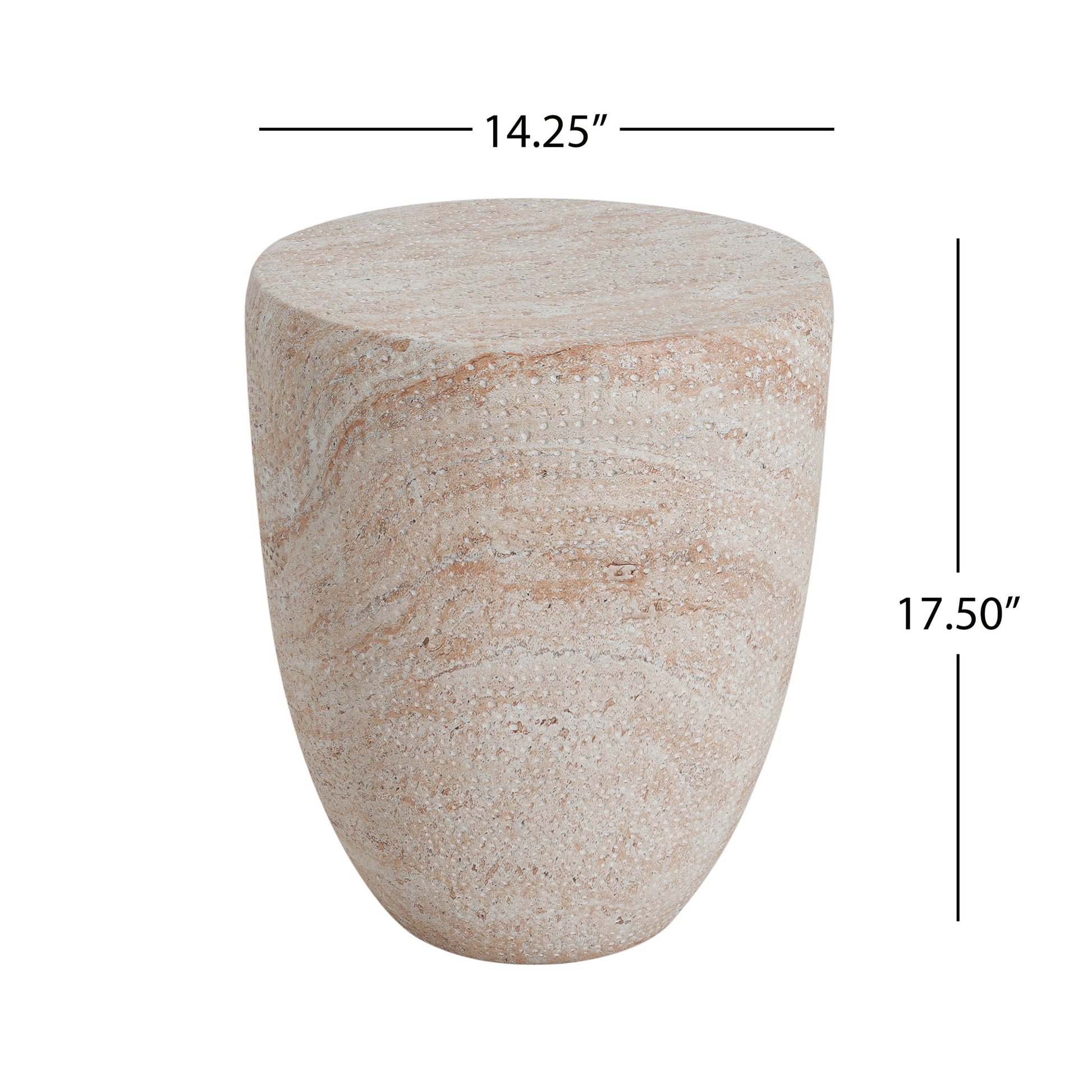 Outdoor / Indoor Lightweight, Concrete Side Table, Travertine - Beige Noble House