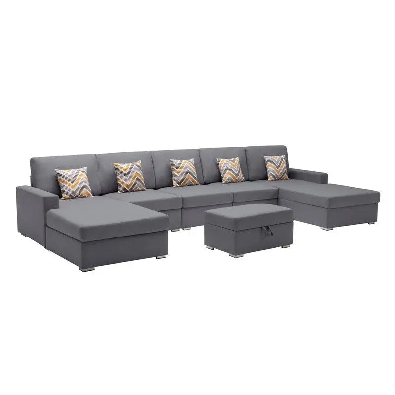 Nolan - Fabric 6 Piece Sectional Sofa With Pillows And Interchangeable Legs Lilola Home